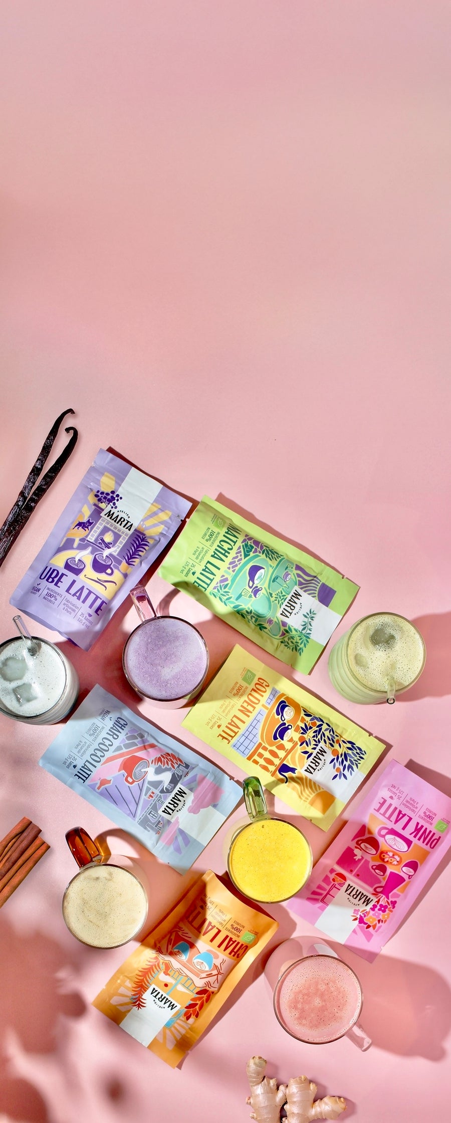 La gamme Atelier Marta, sachets et lattes colorés