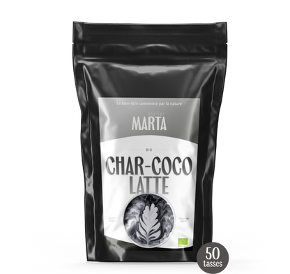 Charcoal latte Atelier Marta 50 tasses